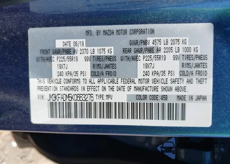 2019 Mazda Cx-5 Grand Touring z USA, uszkodzony, nr VIN JM3KFADM5K0663276